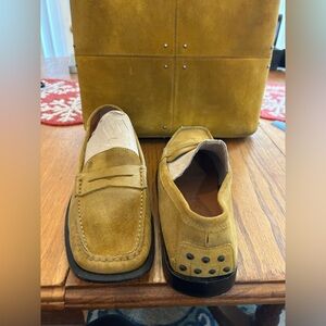 TOD’S Vintage Italian Slipper Penny Loafers in Mustard Suede Leather, Sz 40/10